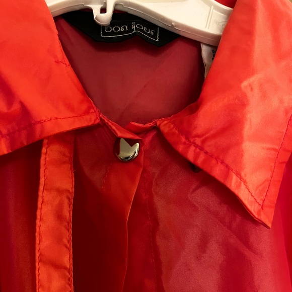 Vintage Tomato Red BON JOUR Rain Poncho ☔️🌂💧 - Picture 7 of 8